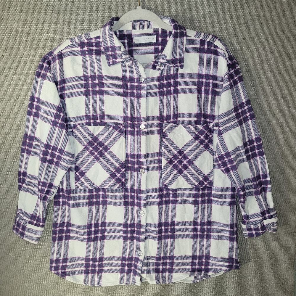 Zara Size 13-14 Button Up Plaid Flannel